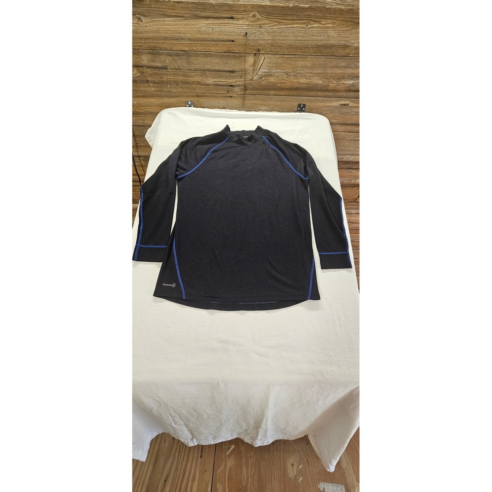 Russell Mens Dri-Power 360 Long Sleeve Performance Shirt Black Blue Large L